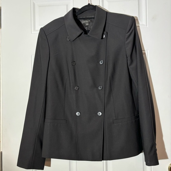 Ann Taylor Classic Double Breasted Black Virgin Wool Blazer, Size 14 - Picture 1 of 10